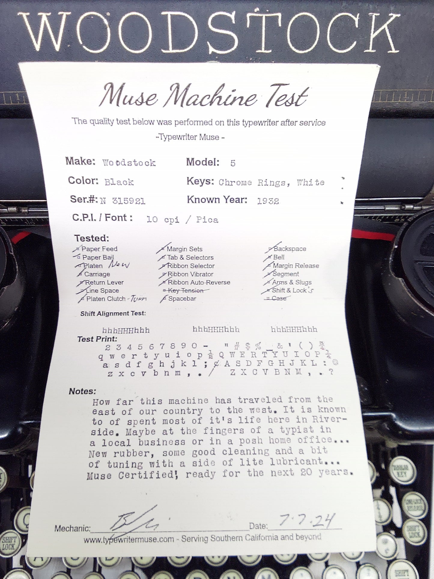 Woodstock Model 5 Typewriter 1932