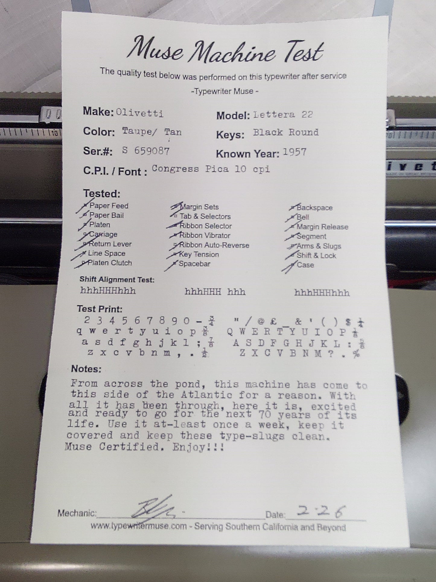 Lettera 22 Typewriter, 1957