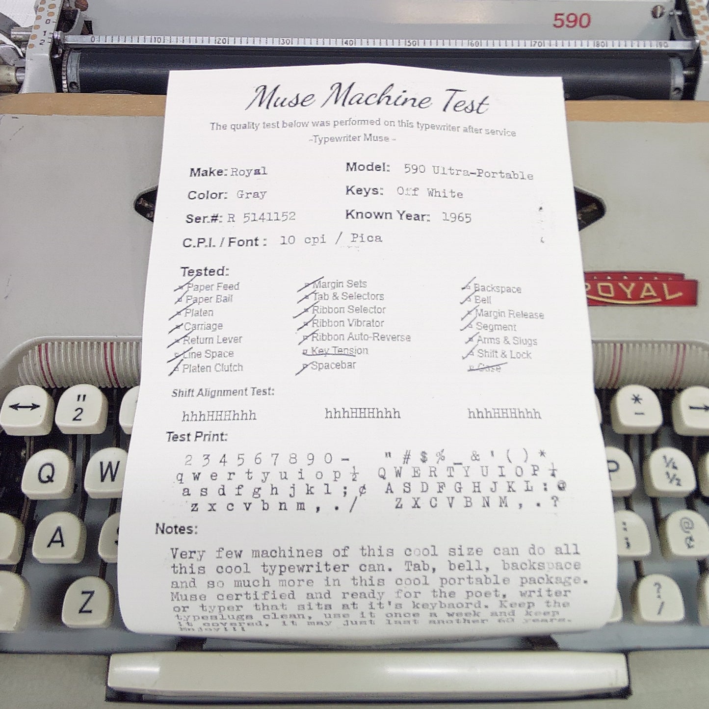 Royal 590 Ultra Portable 1965