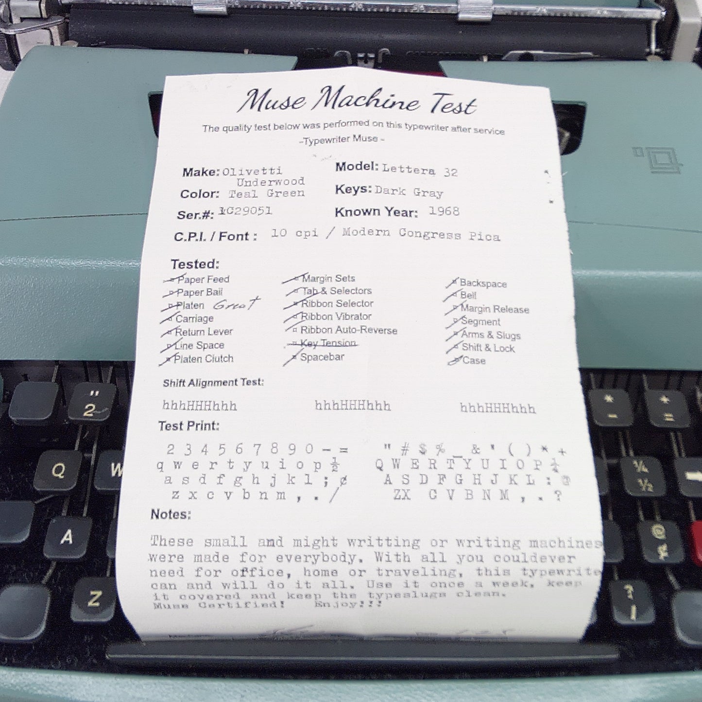 Olivetti Underwood Lettera 32 Typewriter - 1968
