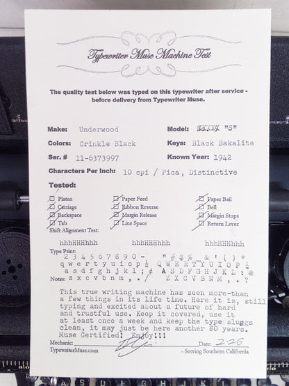 Typewriter - Underwood Model S 1942