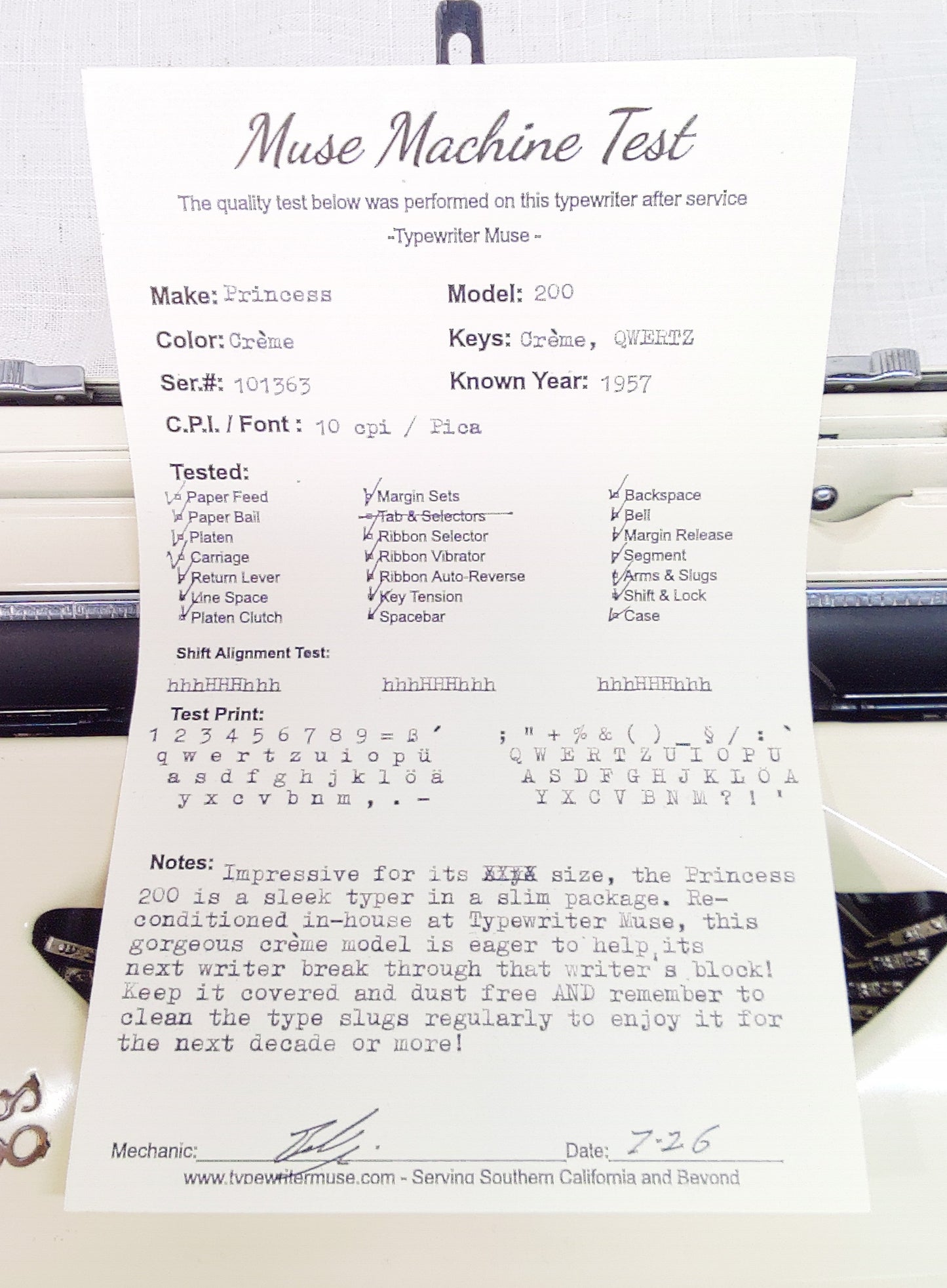 Vintage Princess 200 Typewriter, '57