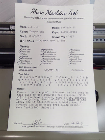 Lettera 22 Typewriter, 1957