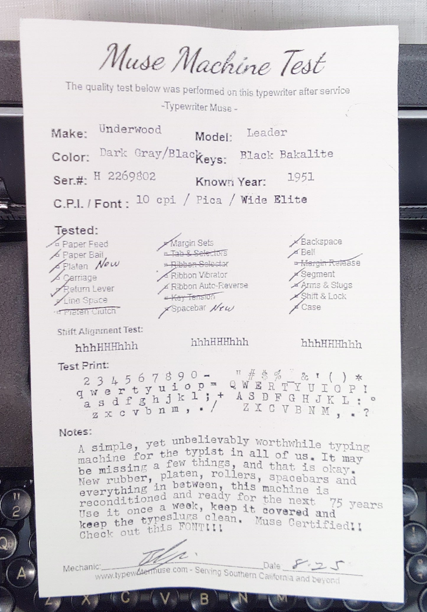 Underwood Leader 1951 Typewriter