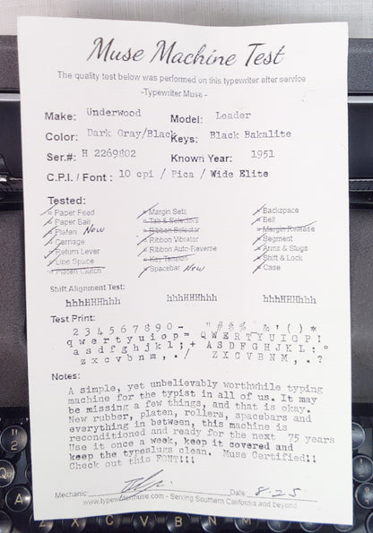 Underwood Leader 1951 Typewriter