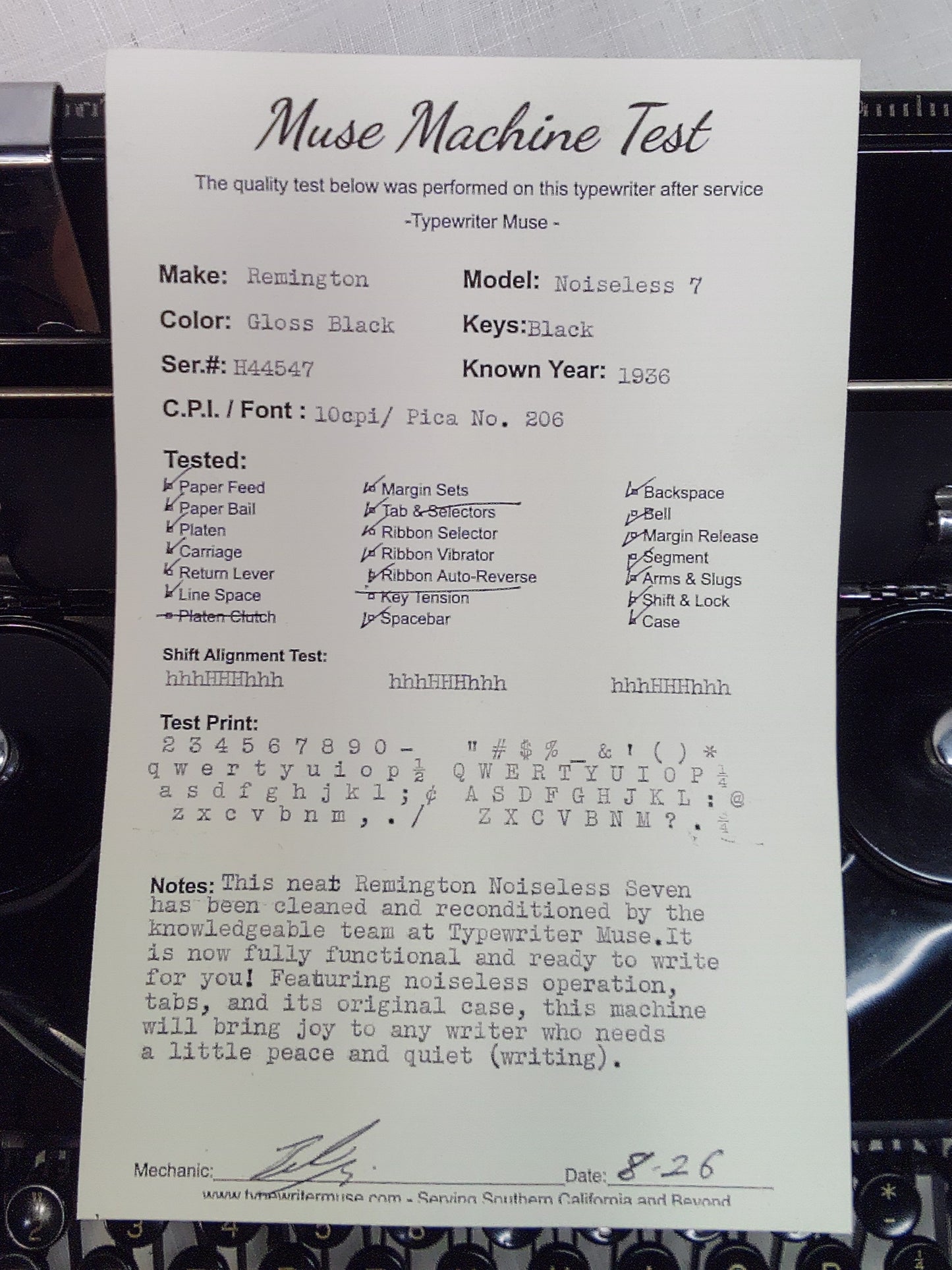 '36 Remington Noiseless Model 7 Working Typewriter