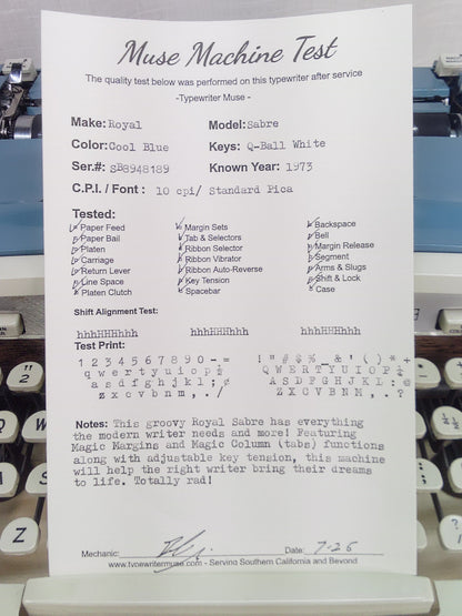 1973 Working Royal Sabre Typewriter
